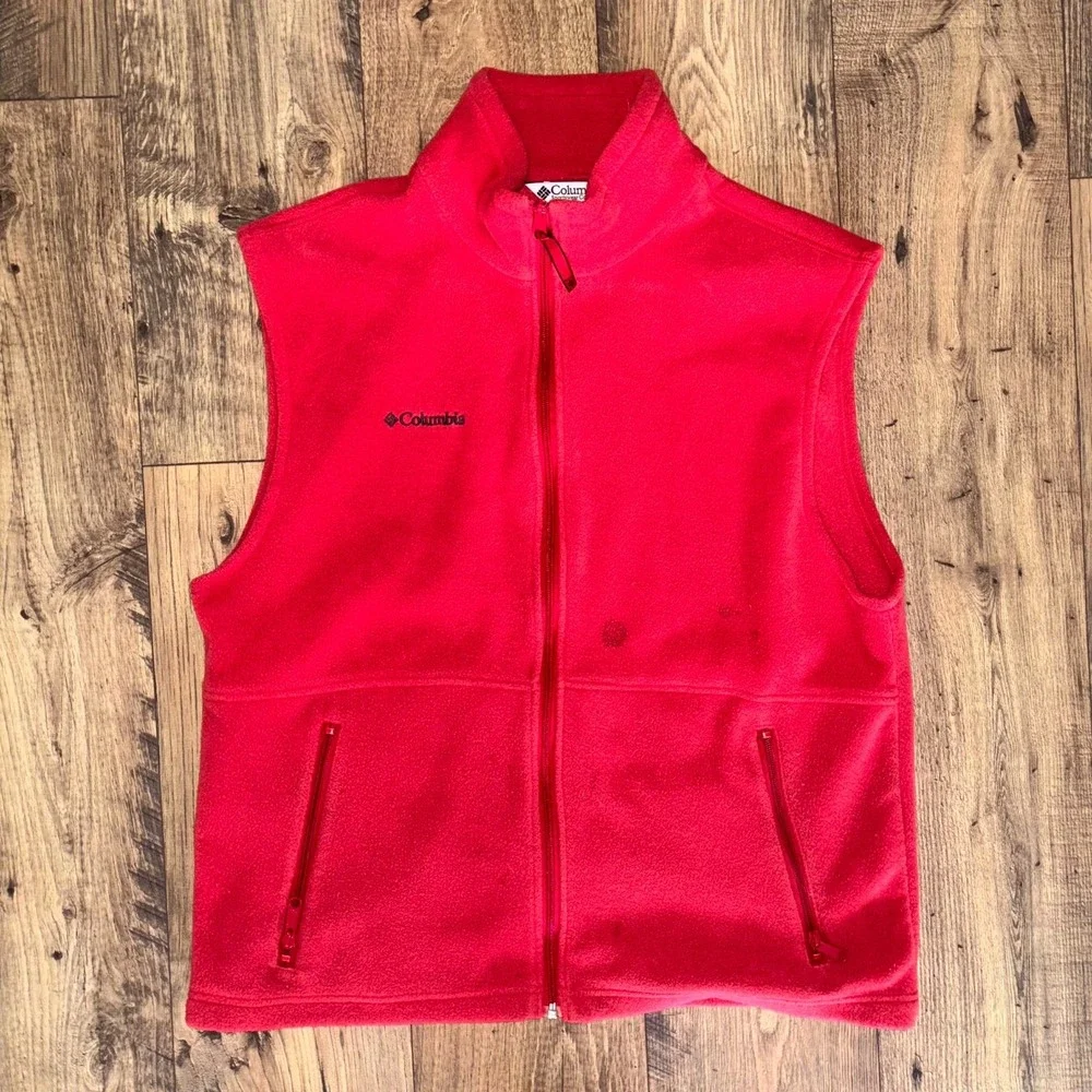 Columbia Sportswear Company Fleece Vest Men's Large Red Full Zip Sleeveless